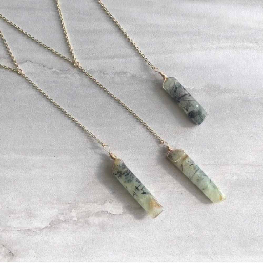 Moss Agate 14k Gold Boho Lariat Necklace